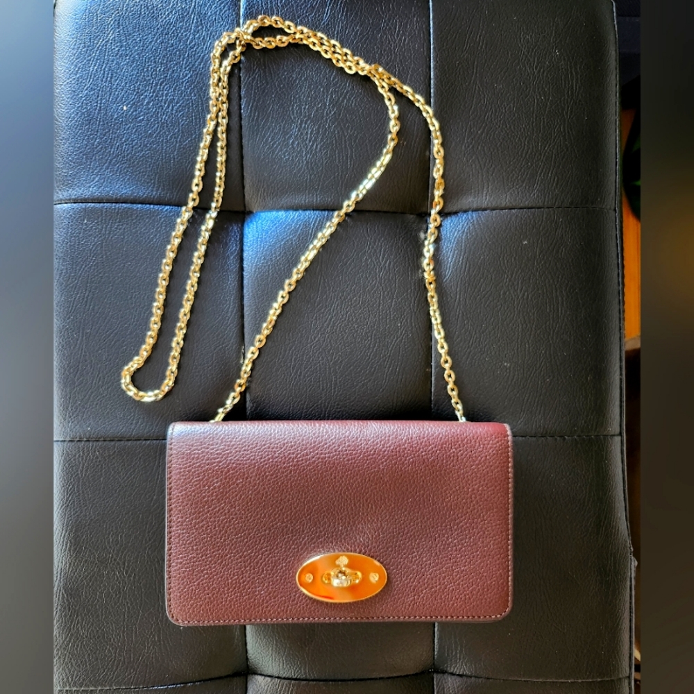Mulberry crossbody chain wallet burgundy authentic
